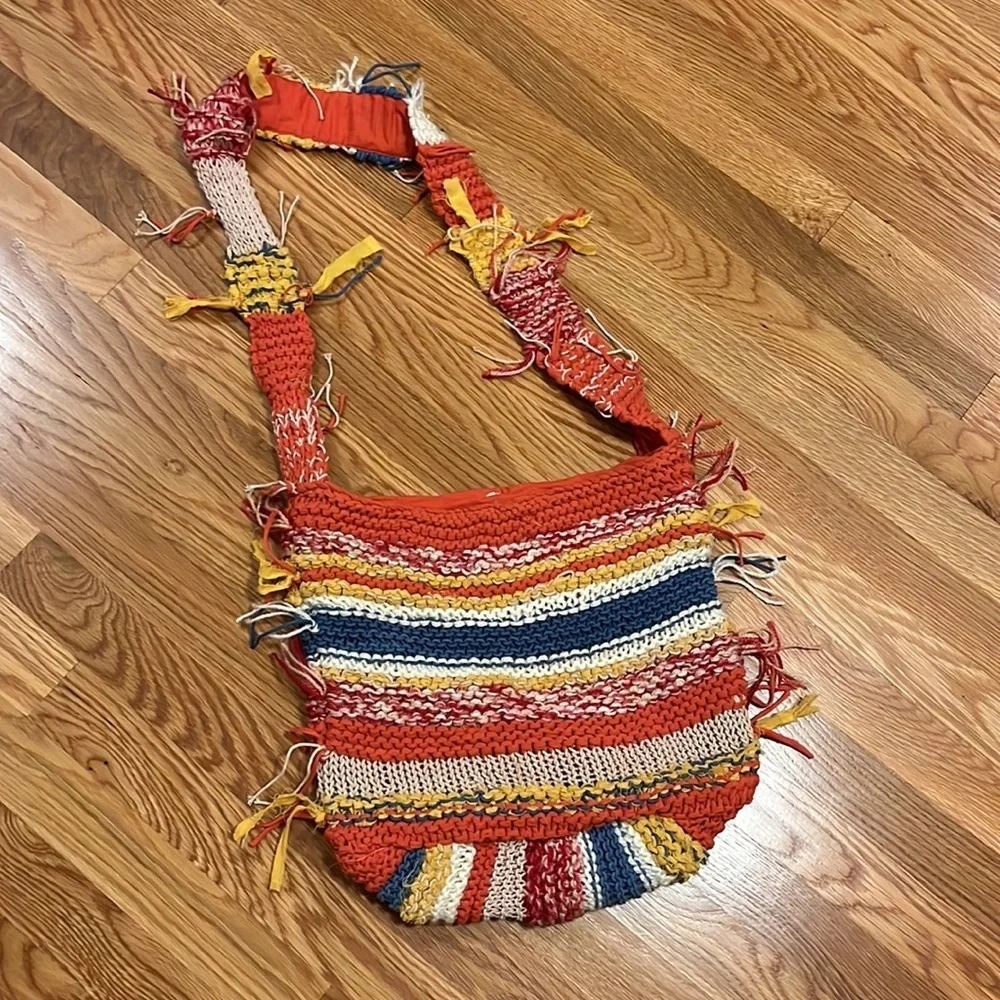 NWT Free People Northbound Hobo Bag Cotton Crochet Multicolor Shoulder Bag Tote